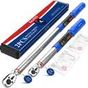 Digital Torque Wrench 3/8 & 1/2 Drive 5.02-99.57 Ft. Lb (6.8-135 N.m) / 12.54-250.7 Ft. Lb (17-340 N.m) 2% Accuracy Digital Torque Wrench Set with Buzzer and LED Flash for Bike, Moto, Car