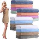 16 Pack Microfiber Bath Towels Bulk 27'' x 60'' Oversized Size Bath Towel Highly Absorbent Extra Large Soft Drying for Shower Beach Winter Salon Sport Gym Party (Lattice,Pastel)