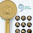 SR SUN RISE Filtered Shower Head with Handheld High Pressure 9 Spray Mode Showerhead Detachable Shower Head Water Softener Filters 1 Filter Brushed Gold