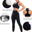3 Piece Workout Sets for Women Butt Lifting Leggings with High Impact Sports Bra Gym Shorts (Black, M)