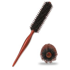 Mozeat Lens Hair Brush, Small Round Boar Bristle Styling Brush with Nylon Pins and Wooden Handle, Volumizing Hair Brush for Straightening Curling, Detangling, Travel Size