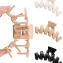 3 PCS Silicone Flexible Hair Claw Clips for Women Soft Bendable Claw Clip Scalp-Safe Soft Cloud Hairclip for Thin and ThickWhite2+Black2+Khaki2
