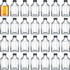 Patelai 48 Pcs Clear Glass Bottles with Caps Mini Glass Flask Liquor Bottles Empty Alcohol Shot Bottling Small Champagne Container DIY Gift for Wine Beverages Liquor Drinks Oil Beer (100 ml/ 3.4oz)