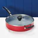 Farberware Disney Bon Voyage Ceramic Nonstick Saute Pan/Frying Pan with Lid and Helper Handle, 4.5 Quart Sauteuse Pan - Red