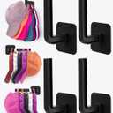 Hat Rack for Hat Storage (4-Pack), Multi-Purpose Hat Organizer, Strong Adhesive Hat Hooks for Wall Organizer for Baseball Caps, Two Mounting Options Hook, Black