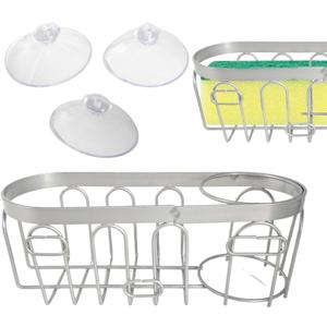 Sponge Drain Rack - Kitchen Sponge Drainer | Sponge Brush Holder | No Punch Suction Cup Sponge Organizer Storage Holder | Utensil Drying Rack for Bathroom, Sponge Holder for Kitchen Sink (Silver)