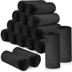 SmoothNovelty 18 Pieces Throw Blankets Bulk for Wedding 50 x 60 Inch Soft Warm Lightweight Flannel Fleece Blankets Bulk Spring Wedding Favors for Guests Homeless Gift Couch Sofa Bed(Black)