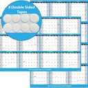 2025 Wall Calendar with Double Sided Tape for Wall hanging, Large Wet & Dry Erase Laminated (Blue, Size 18x24)