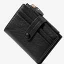 Womens Rfid Wallet, Small Slim Thin Compact Credit Card Wallet for Women, PU Leather Bifold Cash Laddies Wallet with Zipper Coin Pocket & ID Window (black)