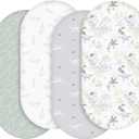 Bassinet Sheets, Bassinet Sheets for Baby Boy and Girl, Bassinet Sheet Neutral, Fit for Rectangle, Round, Oval, Hourglass Mattress, Flexible for Different Bassinet Pad/Mattress 4 Pack (Gray)