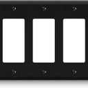 AIDA 3-Gang Midsize Light Switch Cover Plate, Glossy Black Decorator Wall Plates, 1-Pack Unbreakable Thermoplastic Outlet Covers & Receptacles Faceplate, UL Listed, 4.88" H x 6.75" L