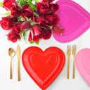 Gatherfun 48Pcs Heart Shaped Paper Plates Set - Romantic Red Heart Tableware for Valentine's, Anniversary Party Supplies & Valentine's Day Party Decorations