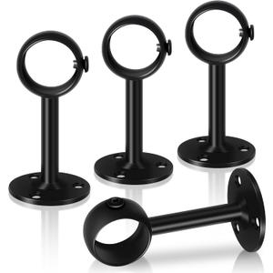 TOKPLNU Ceiling Curtain Rod Brackets, Heavy Duty Holders, Black 4 Pack Hooks Hangers for 1 1/4-Inch Drape Poles