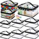 Talltalk 9 Pack 3 Sizes Toy Storage Bags with Labels, Clear PVC Reusable Board Game Storage Containers, Waterproof Toy Organizer Case with Zipper for Building Blocks, Puzzles, Stationery (Black)