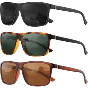 KALIYADI Polarized Sunglasses for Men and Women, Mens Sun Glasses with UV Protection for Driving Fishing Golf (3 Packs)