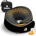 Neck Pillow Airplane - Travel Pillow - Comfortable and Ergonomic Memory Foam - Airplane Pillow with 360 Head & Neck Support - Black