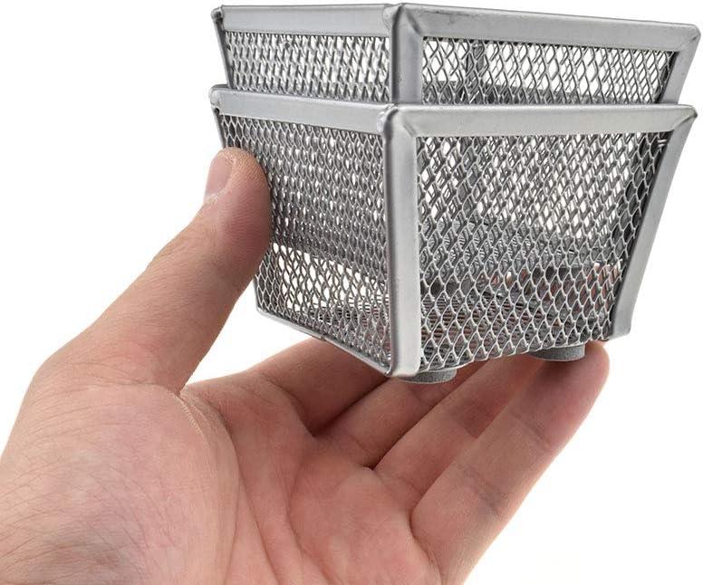 HAHIYO Stackable Paper Clip Mesh Holder cup 2.2" Height 2 Pack Silver Sturdy PaperClip Holder Container for Desk Drawer Organizer Collection for Home Office School Soft Foam Feet No Sharp Edges (3 x 3 x 2.2 inches-2P)