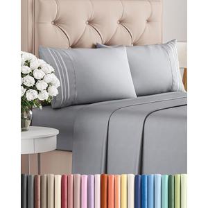King Size 4 Piece Sheet Set  Comfy Breathable & Cooling Bed Sheets Set  Hotel Luxury Bedding for Women, Men, Kids, Teens, Boys & Girls  Deep Pockets, Soft and Wrinkle Free  OekoTex  Steel Blue