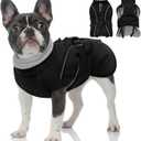 Queenmore Winter Dog Coat Warm Dog Jacket Vest Waterproof Puffer Fleece Snowsuit Adjustable Buckle Leash Hole Reflective Cold Weather Parka for Small Medium Large Dogs Girl Boy Black M