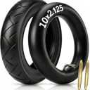 ELVANO 10×2.125 Electric Scooter Tire & Tube Set, High-performance Wear-resistant Pneumatic Tire, Replacement Tube with 90° Bent Valve and 2 Tire Levers, 10 Inch Fits 6" Rims (1-Set)