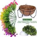 2 Sets Artificial Hanging Plants Flowers Basket Outdoor, Fake Hanging Plants 24 Pcs Flowers for Porch Patio Garden Home Decor for Mothers Day Memorial Day Spring Summer (Red, Purple, Yellow, Rose Red)