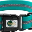 NIMBLE Dog Collar Waterproof Pet Collars Anti-Odor Durable Adjustable PVC & Polyester Soft with Reflective Cloth Stripe Basic Dog Collars S/M/L Sizes (Large (15.35-24.8inches), Emerald Green)
