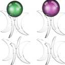 Bucherry 4 Pcs Acrylic Clear Ball Display Stand Set Crystal Sphere Holder Decorative Small Crystal Ball Stand Holder for Abalone Shell, Rocks, Egg, Air Plant, Sphere, Gems, Mineral Agate