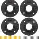Floor Flange 2" Pipe Flange 4Pcs Industrial Malleable Iron Pipe Fittings with 4 Threaded Holes, Industrial Vintage Style Floor Flange for DIY Industrial/Home Decoration(4 Pack, 2")