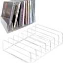 CD Holder, Clear Acrylic CD Display Rack & Storage Organizer, Holds up to 28 Standard CD Cases for Media Shelf Organization