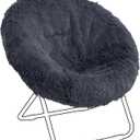 HOMBYS Faux Fur Cover for Saucer Chair (Only A Cover), Removable Shaggy Round Moon Chair Slipcover Ultra Soft & Furry, Size Between 28-30 in x 29-32 in