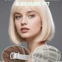 Blonde Bob Wig with Heart Sunglasses - Heat-Resistant, Synthetic Fiber, Adjustable and Natural Looking