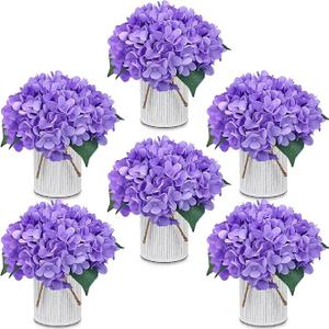 DIYDOFUN Purple Flower Table Centerpieces, Set of 6, Hydrangeas