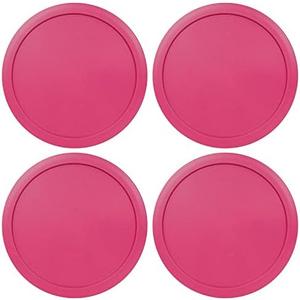 Replacement Lids fits Pyrex 2-Cup Glass Food Storage Container Bowls, 5-Inch Plastic Round Lids Covers for Pyrex 7200-PC, Airtight & Leakproof (4-Pack, Fuchsia)