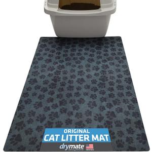 Drymate Original Cat Litter Mat, Contains Mess from Box, Protects Floors, Urine-Proof, Machine Washable, Soft on Kitty Paws, Absorbent, Waterproof (USA Made, Recycled Content)(20x28)(Paw Dots Black)