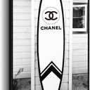 Black White Beach Framed Art: Large Retro Trend Surfboard Wall Picture Vintage Ocean Theme Scenery Canvas Prints Fashion Seaside Cottage Painting Artwork for Living Room Bedroom Bathroom (36"L x 24"W)
