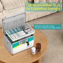 Glosen Medication Lock Box with Key, 2-Layer Medicine Lock Box with Meds Tray, Portable First Aid Box with Handle & Shoulder Strap for Home, Travel(12x7.7x7.9Inch)