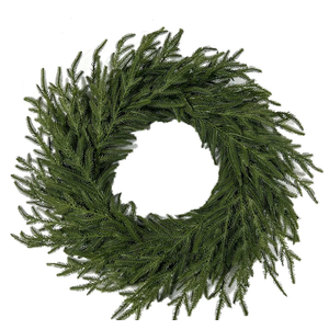 27'' Artificial Pampas Grass Wreath, UV Resistant Faux Pampas Wreath for Front Door, Porch, and Wall, Fluffy Boho Farmhouse Decor for All Seasons (Green)