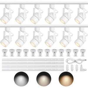 Track Lighting Kit with GU10 10W 3CCT H‑Type 13.12FT Rails White 12 Lights
All‑in‑One Plug‑in Ceiling Accent Spotlights, Easy Installation for Residential Commercial Lighting Applications