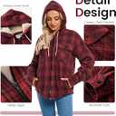 *WINDFIT Women's Full Zip Fleece Flannel Jacket Plaid Sherpa Lined Jacket for Women, Size XL, Red