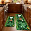 St. Patricks Day Rug Welcome Door mat 17x29 inch, Green Clover Lucky Door Mat for Front Door, Non-Slip Low Profile Indoor Outdoor Entryway Mat, Holiday Seasonal Home Decor