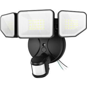 65W 6500LM Flood Lights Outdoor Motion Sensor, Hardwired Security Floodlights 6500K IP65 Waterproof, Dusk to Dawn Lighting Outside, Black 1 Pack