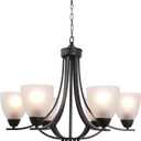 VINLUZ Contemporary Chandeliers 6 Light Black Modern Pendant Light Rustic Vintage Dining Room Lighting Fixtures Hanging, Flush Mount Ceiling Light for Bedroom Living Room