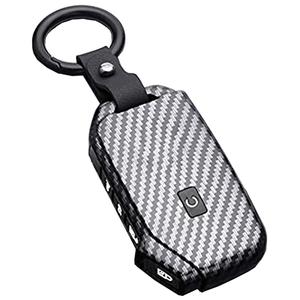 Key Fob Cover Case for Kia Ceed Cerato Forte NIRO Seltos Sorento Soul Sportage K5 5 Buttons Keyless Entry Remote Case Holder ABS Carbon Fiber Pattern (5 Buttons, Black)