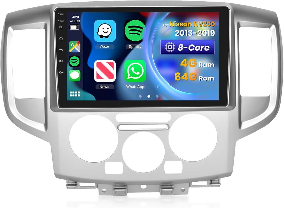 [8 CORE 4G+64G] Android 13 Car Radio for Nissan NV200 2013-2019 with Wireless Carplay/Android Auto, 9 Inch IPS Touch Screen Car Stereo, Bluetooth, GPS, WiFi, SWC, DSP + Backup Camera