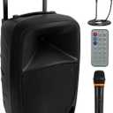 Pyle PSBT105A - 1000W Portable Bluetooth PA Speaker, 10'' Subwoofer, UHF Wireless Mic, MP3/USB/SD, Rechargeable Battery, LED Battery Indicator Lights, Black