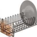 mDesign Dish Tray - Practical Draining Rack for Sink - Great Draining Rack - Up to 12 Plates and Cutlery - Bronze