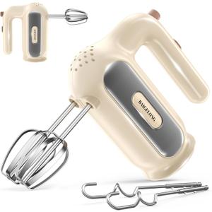 Hand Mixer Electric, 5-Speed Small Handheld Mixer, 2* (Dough Hooks & Beaters) Food Blender, Kitchen Blender for Baking, Cream, Cookies, 304 Dishwasher Safe