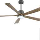 52" Modern Ceiling Fan with Light and Remote Control, 5 Solid Wood Blades 6-Speed Noiseless Reversible DC Motor, Ceiling Fan for Kitchen Dinning Living Room, Charcoal Finish with Wood Blades