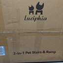 Luciphia Wooden Dog Stairs for Small Dogs 2-in-1 Foldable Dog Steps for Beds Cars Couch Anti-Slip Pet Ramp with 4 Steps Indoor Pet Stairs for Medium Large Older Pets Cats up to 220lbs
