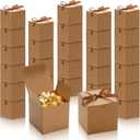 DOYIDE 60 Pcs Small Gift Boxes, 3x3x3 inches Kraft Paper Gift Box with Ribbons, Brown Candy Boxes for Christmas Wedding Favors Baby Shower Bridal Shower Birthday Party